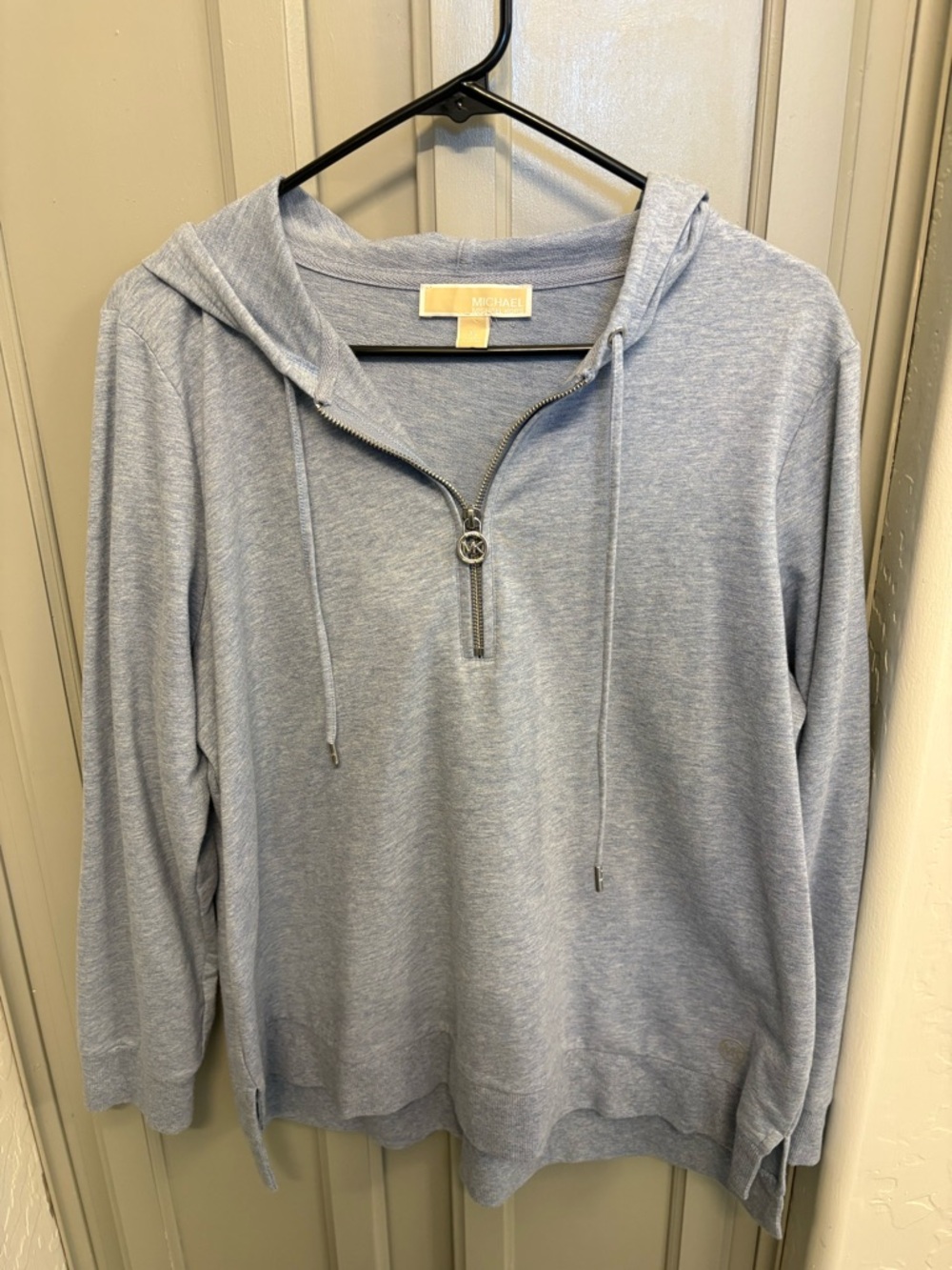 Michael Kors Light Blue Quarter Zip Lightweight Hoodie
